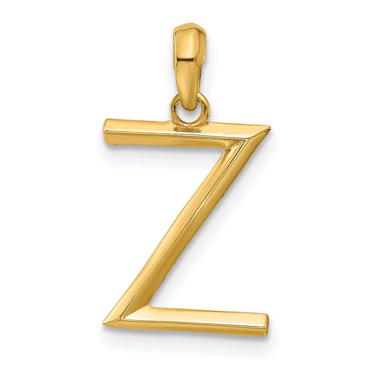 14k Yellow Gold Letter Z Pendant, Polished Alphabet Charm, Dainty Initial Jewelry for Women or Unisex