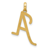 14k Yellow Gold Pendant with Script Letter A, Dainty Initial Charm for Women or Unisex Wear