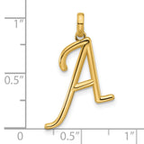 14k Yellow Gold Pendant with Script Letter A, Dainty Initial Charm for Women or Unisex Wear