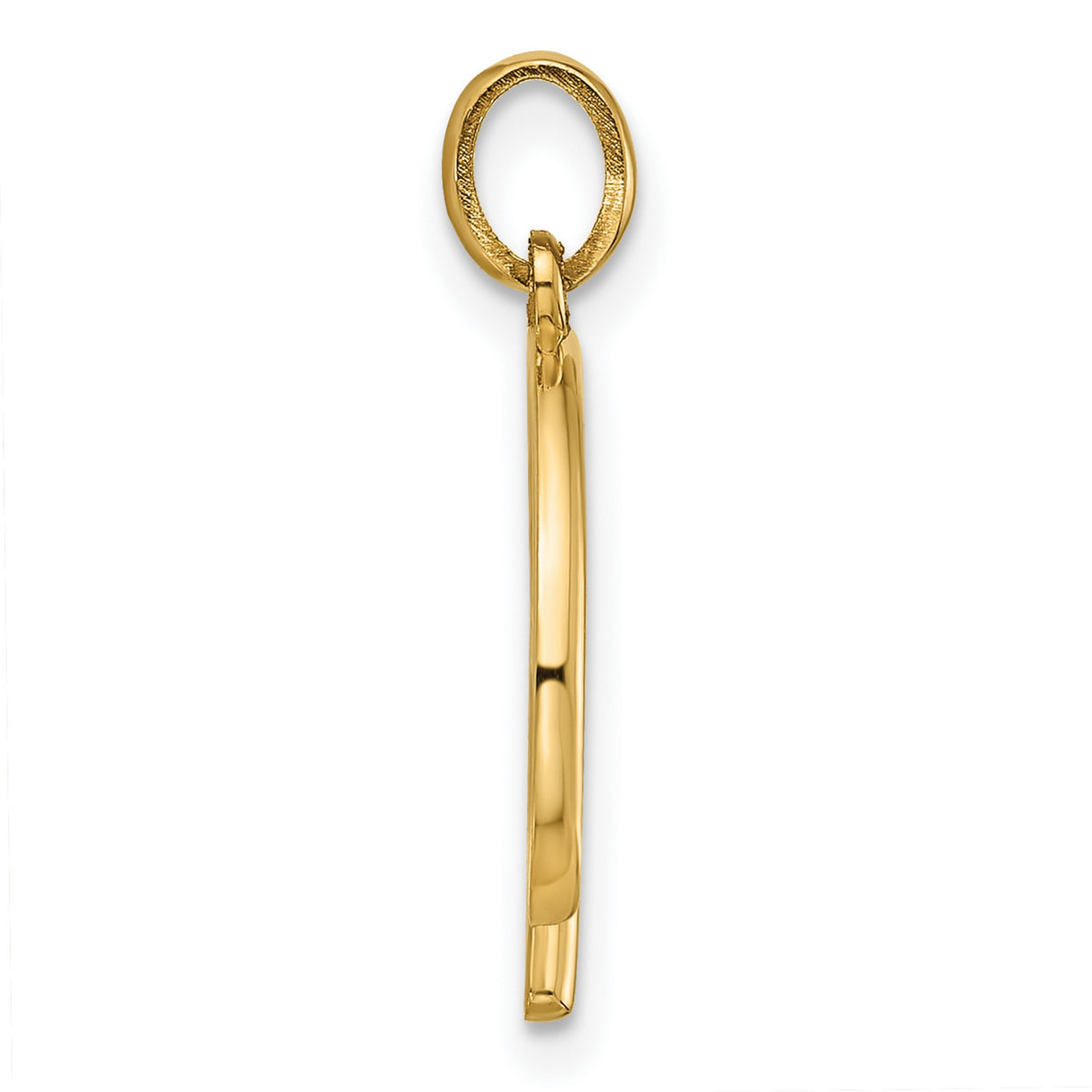 14k Yellow Gold Initial B Pendant, Polished Script Letter Charm for Women