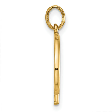 14k Yellow Gold Initial B Pendant, Polished Script Letter Charm for Women