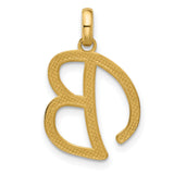 14k Yellow Gold Initial B Pendant, Polished Script Letter Charm for Women