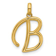 14k Yellow Gold Initial B Pendant, Polished Script Letter Charm for Women