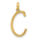 14k Yellow Gold Initial Pendant C, Sleek Alphabet Charm, Dainty Monogram Jewelry for Women or Unisex Wear
