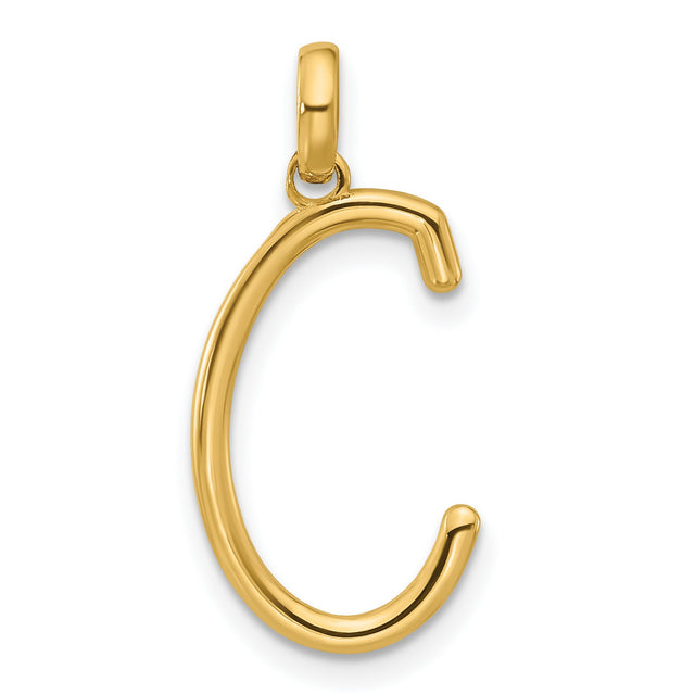 14k Yellow Gold Initial Pendant C, Sleek Alphabet Charm, Dainty Monogram Jewelry for Women or Unisex Wear