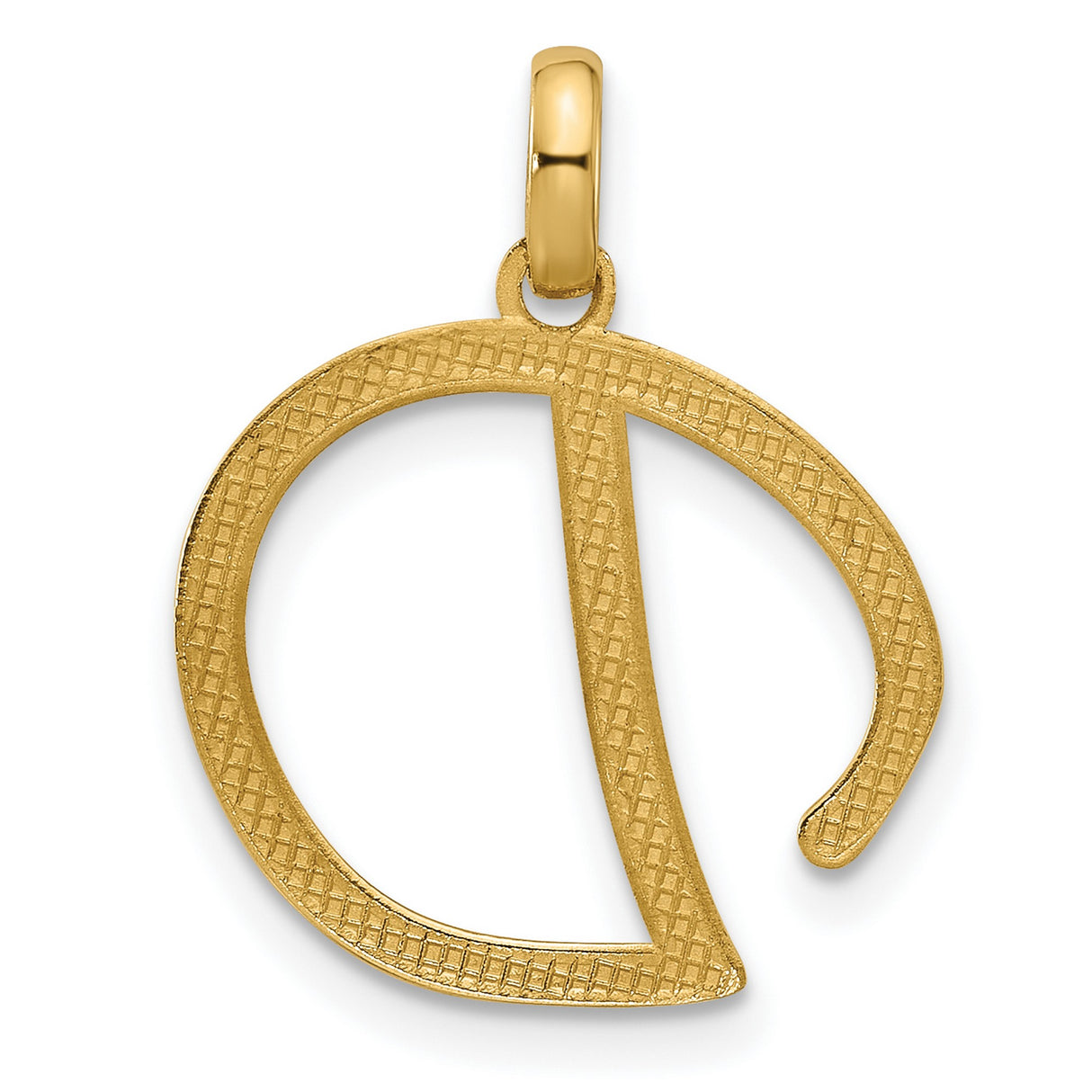 Fancy Letter D Charm Pendant in Real 14k Yellow Gold