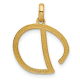 Fancy Letter D Charm Pendant in Real 14k Yellow Gold