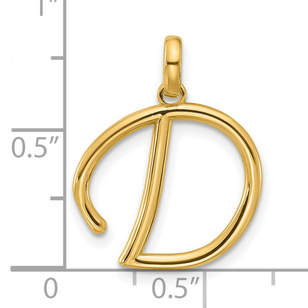 Fancy Letter D Charm Pendant in Real 14k Yellow Gold