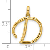 Fancy Letter D Charm Pendant in Real 14k Yellow Gold