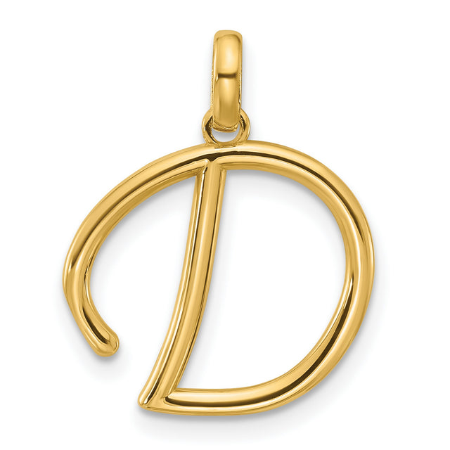 Fancy Letter D Charm Pendant in Real 14k Yellow Gold