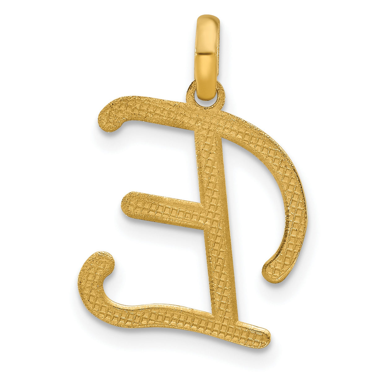 14k Yellow Gold Script Letter E Pendant, Cursive Initial Charm for Women