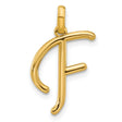 14k Yellow Gold Letter F Pendant, Script Initial Charm, Dainty Monogram Jewelry for Women