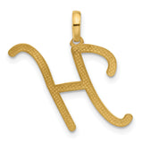 14k Yellow Gold Initial H Pendant, Polished Script Letter Charm for Women