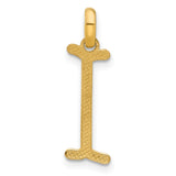 14k Yellow Gold Initial I Pendant Charm, Polished Serif Letter, Unisex Monogram Jewelry