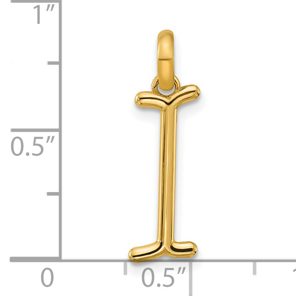 14k Yellow Gold Initial I Pendant Charm, Polished Serif Letter, Unisex Monogram Jewelry