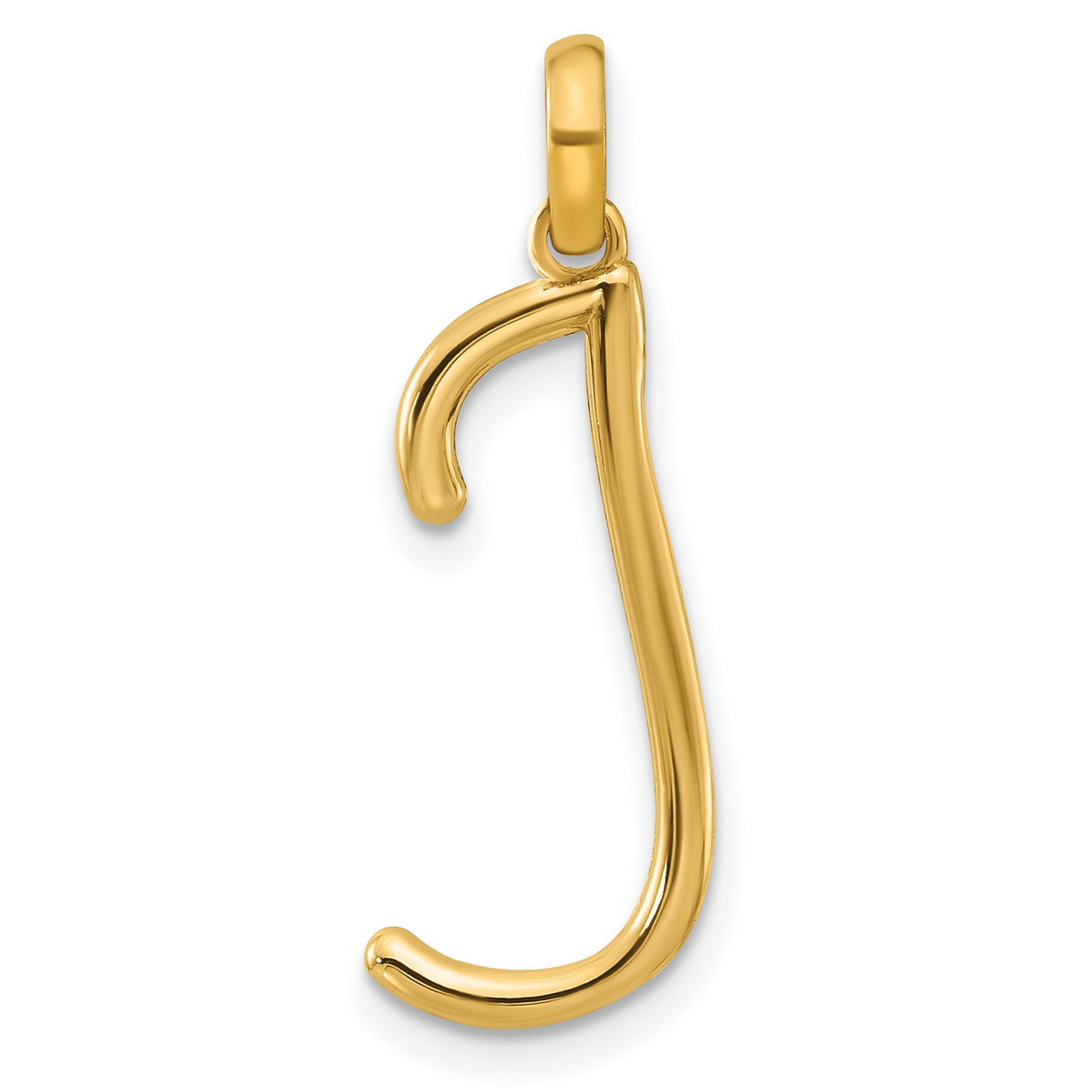 Fancy Letter J Charm Pendant in Real 14k Yellow Gold