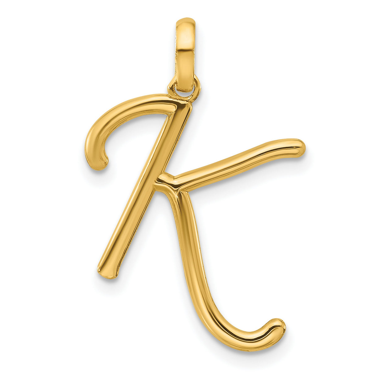 Fancy Letter K Charm Pendant in Real 14k Yellow Gold
