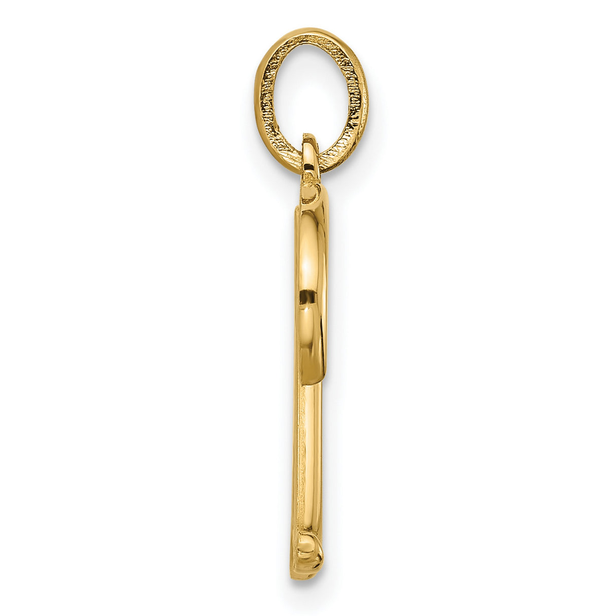 14k Yellow Gold Script Letter M Pendant, Polished Cursive Initial Charm for Women