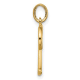 14k Yellow Gold Script Letter M Pendant, Polished Cursive Initial Charm for Women