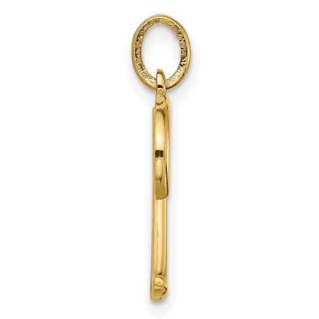 14k Yellow Gold Script Letter M Pendant, Polished Cursive Initial Charm for Women