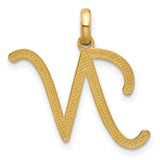 14k Yellow Gold Initial N Pendant, Script Letter Charm, Dainty Monogram Jewelry for Women