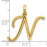 14k Yellow Gold Initial N Pendant, Script Letter Charm, Dainty Monogram Jewelry for Women