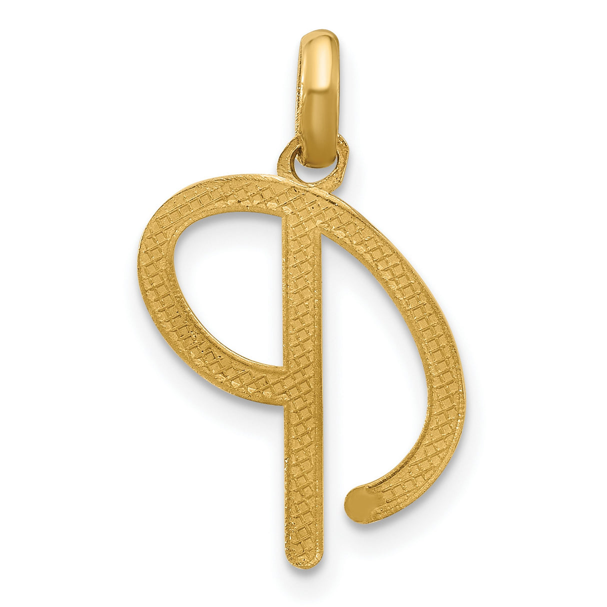 14k Yellow Gold Script Initial Pendant, Polished Letter P Charm, Dainty Monogram Jewelry for Women