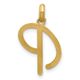 14k Yellow Gold Script Initial Pendant, Polished Letter P Charm, Dainty Monogram Jewelry for Women