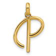14k Yellow Gold Script Initial Pendant, Polished Letter P Charm, Dainty Monogram Jewelry for Women