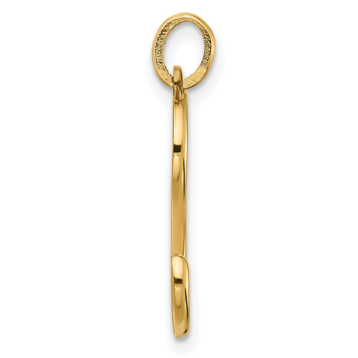 14k Yellow Gold Letter S Pendant, Polished Script Initial Charm for Women or Unisex Wear