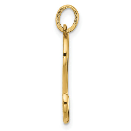 14k Yellow Gold Letter S Pendant, Polished Script Initial Charm for Women or Unisex Wear