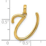 14k Yellow Gold Script Letter J Pendant, Polished Initial Charm for Women