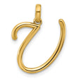 14k Yellow Gold Script Letter J Pendant, Polished Initial Charm for Women