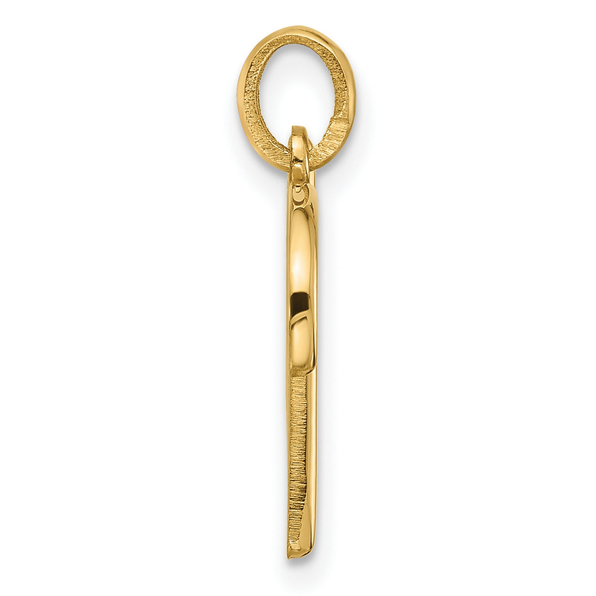 14k Yellow Gold Letter V Pendant, Polished Script Initial Charm, Dainty Monogram Jewelry