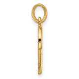 14k Yellow Gold Letter V Pendant, Polished Script Initial Charm, Dainty Monogram Jewelry