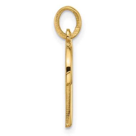 14k Yellow Gold Letter V Pendant, Polished Script Initial Charm, Dainty Monogram Jewelry