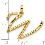 14k Yellow Gold Script Z Pendant, Polished Cursive Initial Charm for Women