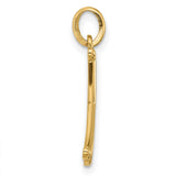 14k Yellow Gold Script Initial K Pendant, Polished Cursive Letter Charm for Women