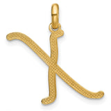 14k Yellow Gold Script Initial K Pendant, Polished Cursive Letter Charm for Women