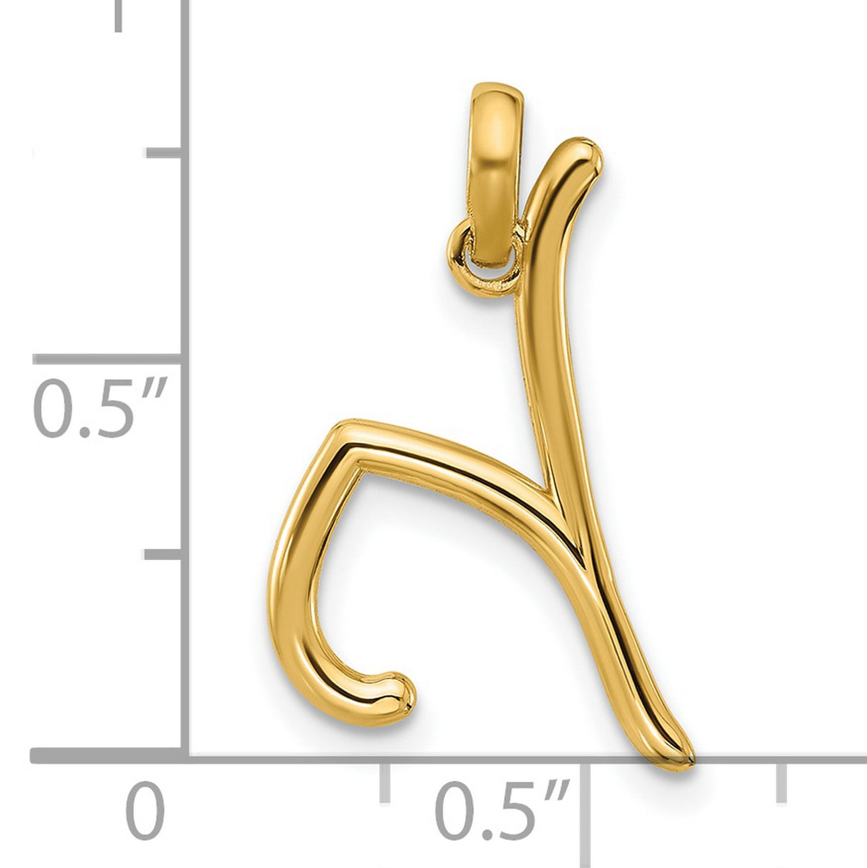 14k Yellow Gold Letter H Pendant, Script Initial Charm, Custom Name Jewelry for Women or Unisex