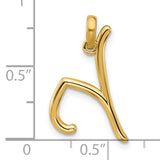 14k Yellow Gold Letter H Pendant, Script Initial Charm, Custom Name Jewelry for Women or Unisex