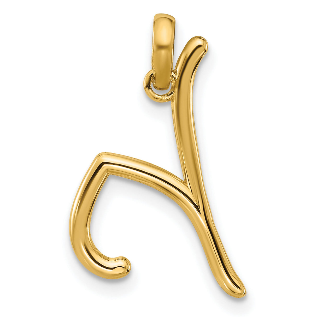 14k Yellow Gold Letter H Pendant, Script Initial Charm, Custom Name Jewelry for Women or Unisex
