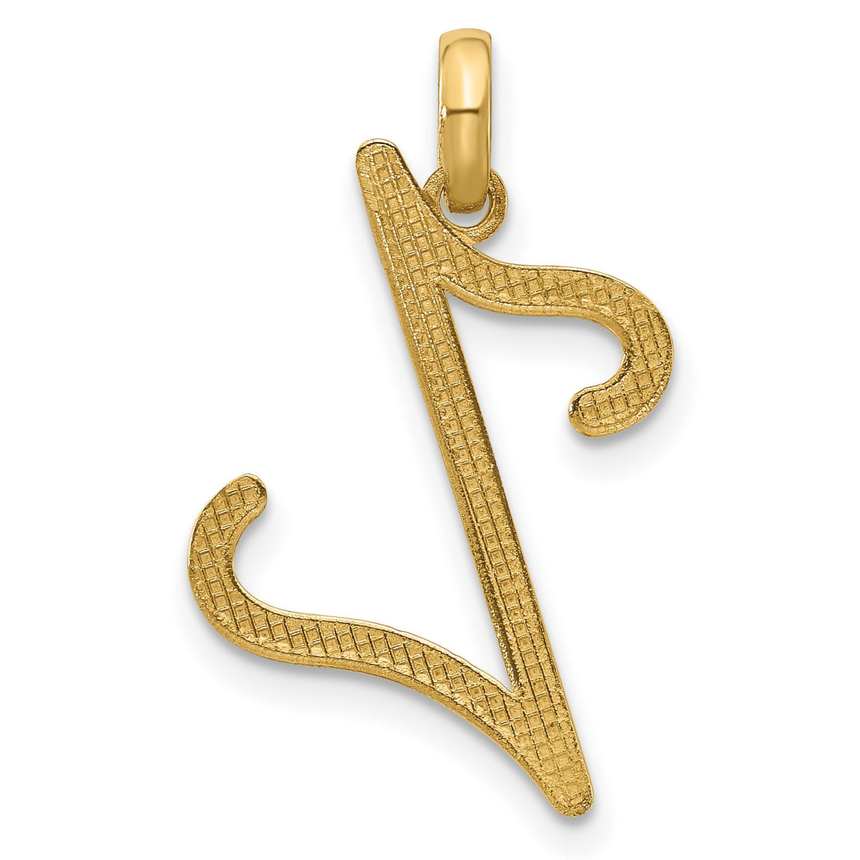 14k Yellow Gold Script Initial Z Pendant, Polished Letter Charm for Women