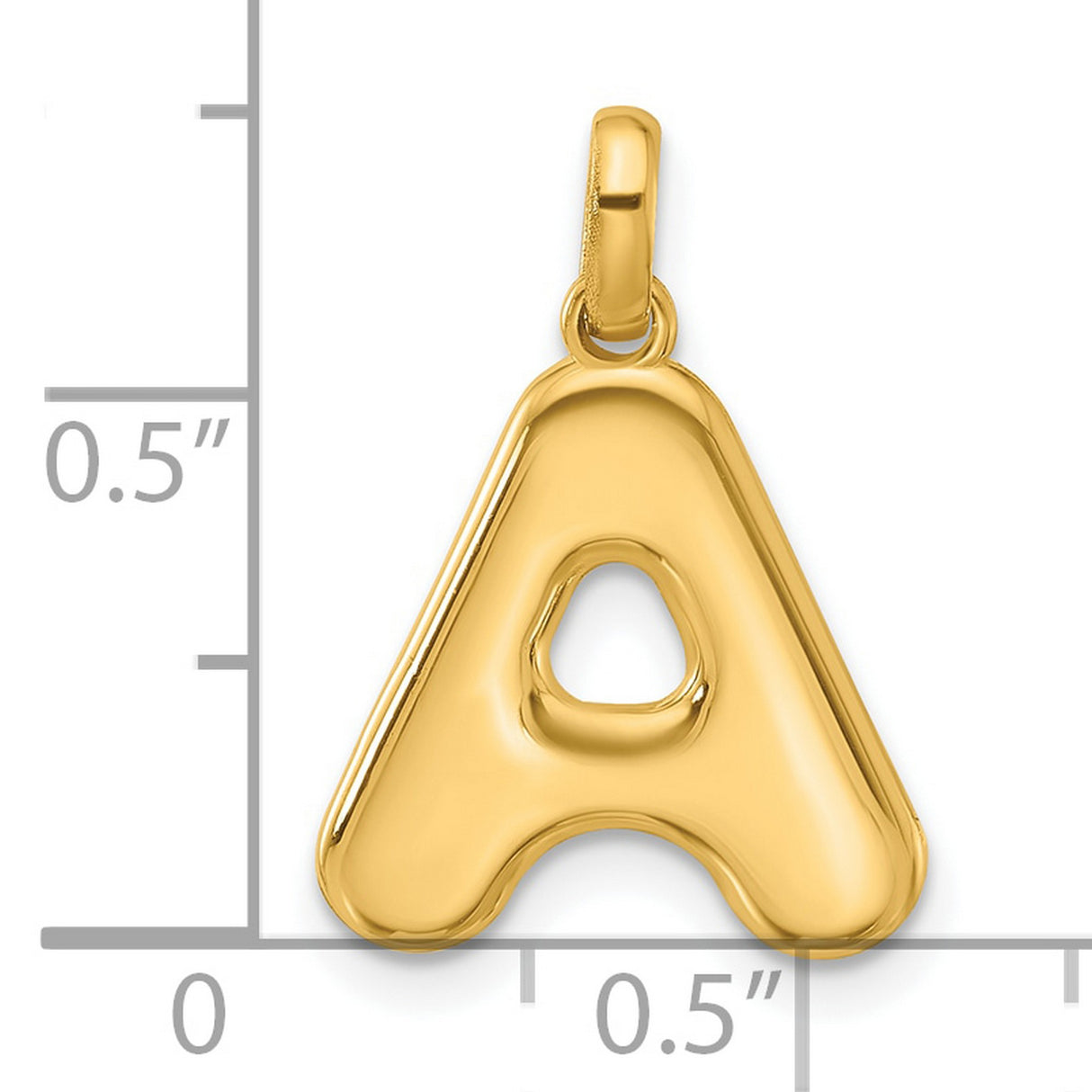 Fancy Letter A Charm Pendant in Real 14k Yellow Gold