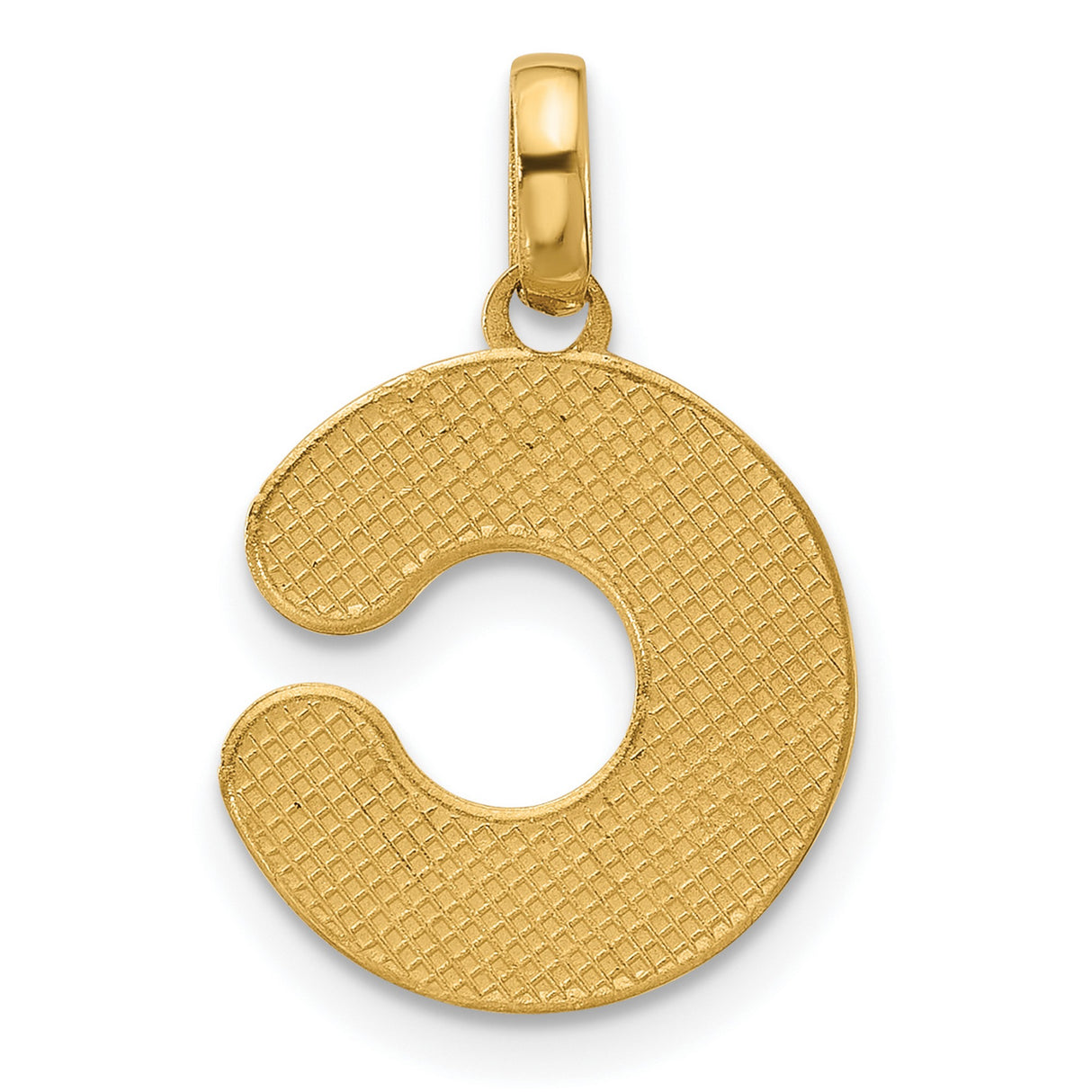 Fancy Letter C Charm Pendant in Real 14k Yellow Gold