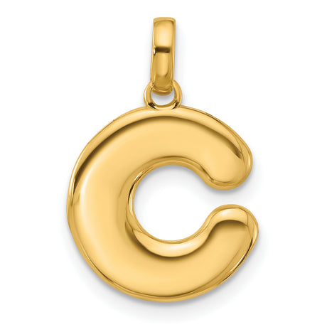 Fancy Letter C Charm Pendant in Real 14k Yellow Gold