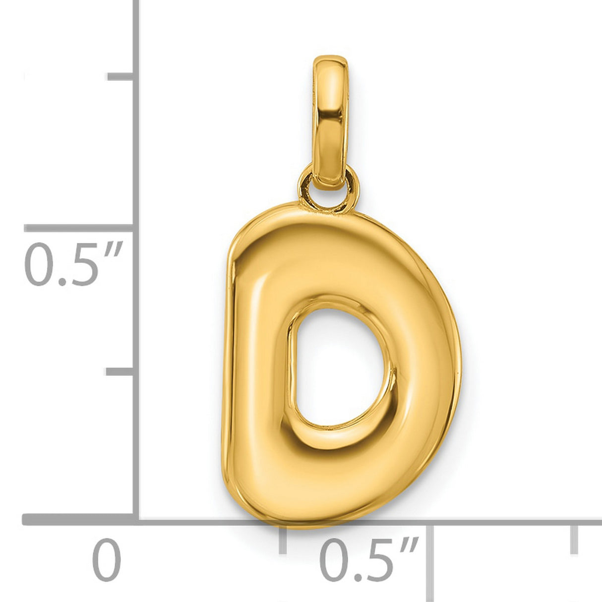 Fancy Letter D Charm Pendant in Real 14k Yellow Gold