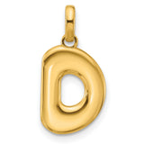 Fancy Letter D Charm Pendant in Real 14k Yellow Gold