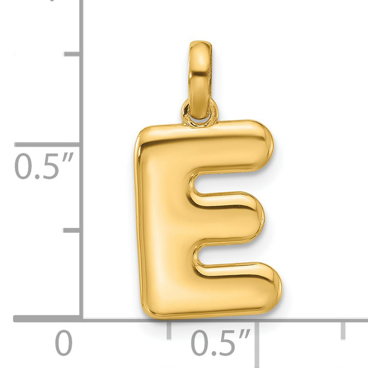Fancy Letter E Charm Pendant in Real 14k Yellow Gold