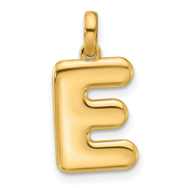 Fancy Letter E Charm Pendant in Real 14k Yellow Gold